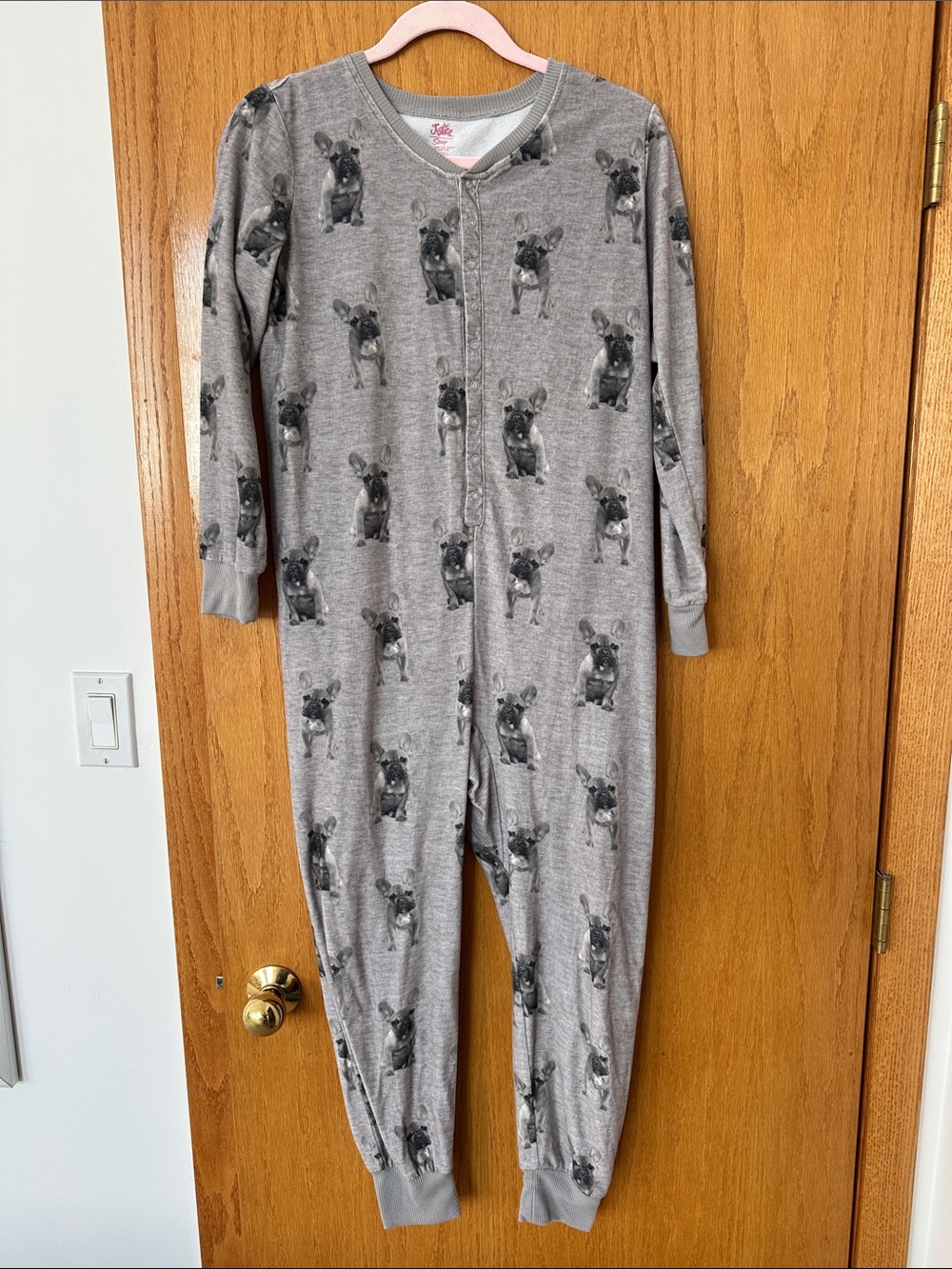 Justice Gray One-Piece Footie with French Bulldog Print